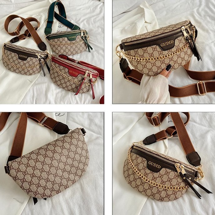 ins時尚 胸包 腰包 經典印花字母 手提鏈帶包 單肩包 斜挎包 網紅洋氣潮流 肩背包 側背包 斜背包-細節圖5