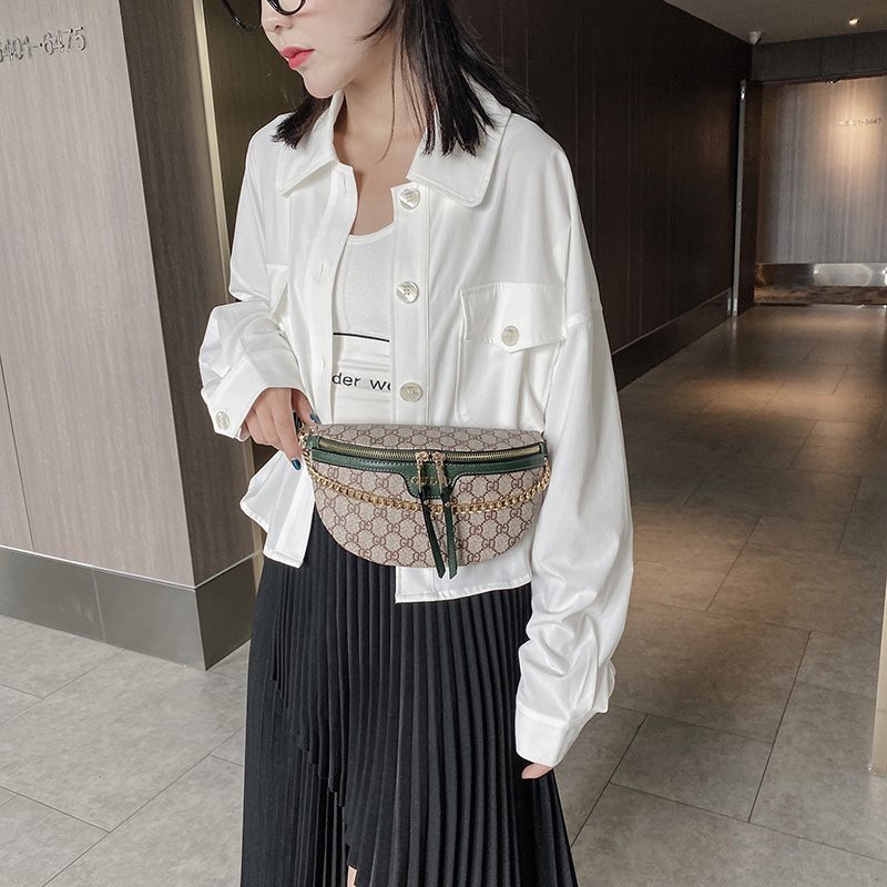 ins時尚 胸包 腰包 經典印花字母 手提鏈帶包 單肩包 斜挎包 網紅洋氣潮流 肩背包 側背包 斜背包-細節圖7