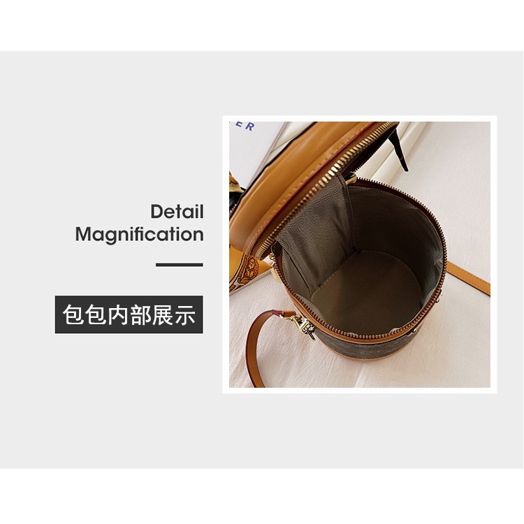 時尚潮流老花 水桶包 洋氣質感大容量 手提包 斜背包 斜背包 歐美經典款 圓筒包-細節圖7