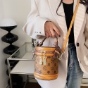 時尚潮流老花 水桶包 洋氣質感大容量 手提包 斜背包 斜背包 歐美經典款 圓筒包-規格圖7