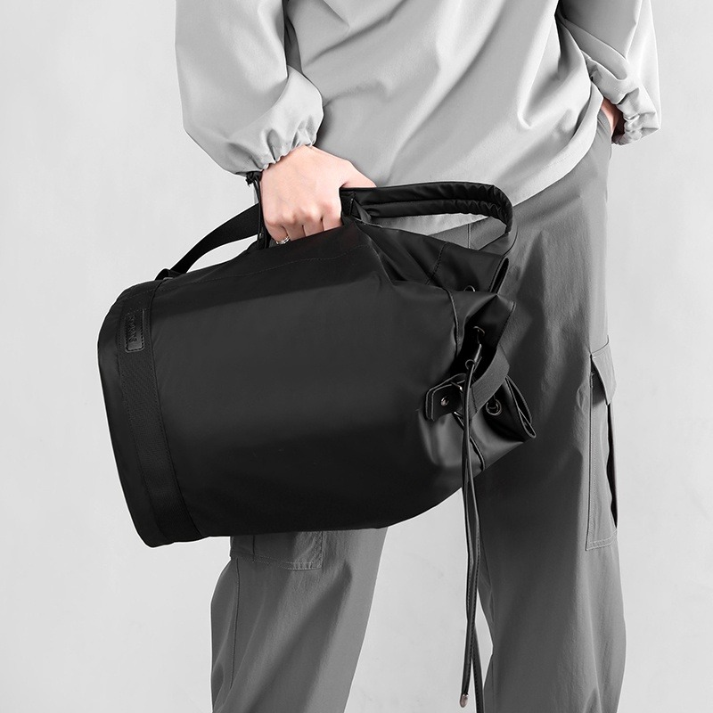 防水尼龍布戶外運動 抽繩水桶包 籃球包 時尚潮流休閒素色 後背包 休閒後背包 商務出行 電腦包-細節圖3