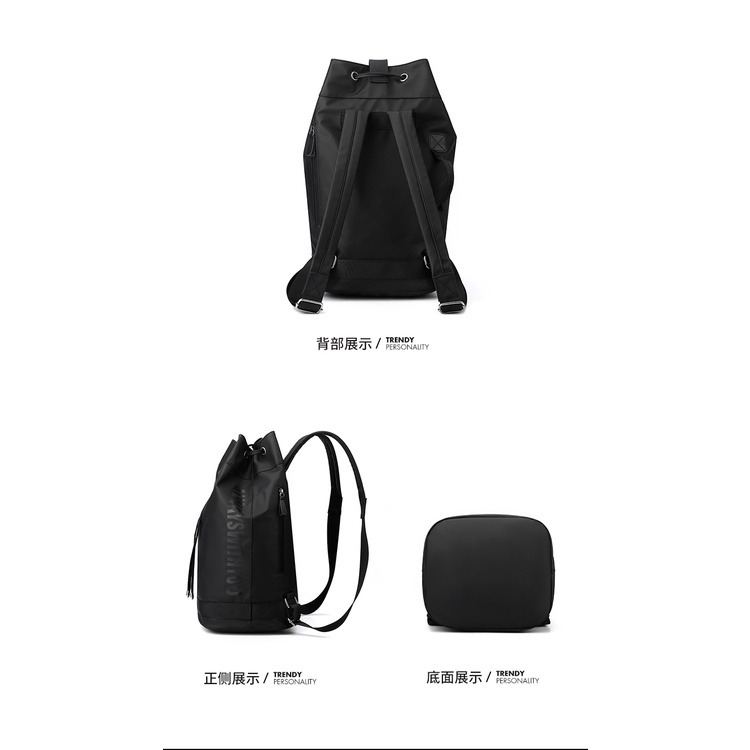 防水尼龍布戶外運動 抽繩水桶包 籃球包 時尚潮流休閒素色 後背包 休閒後背包 商務出行 電腦包-細節圖7