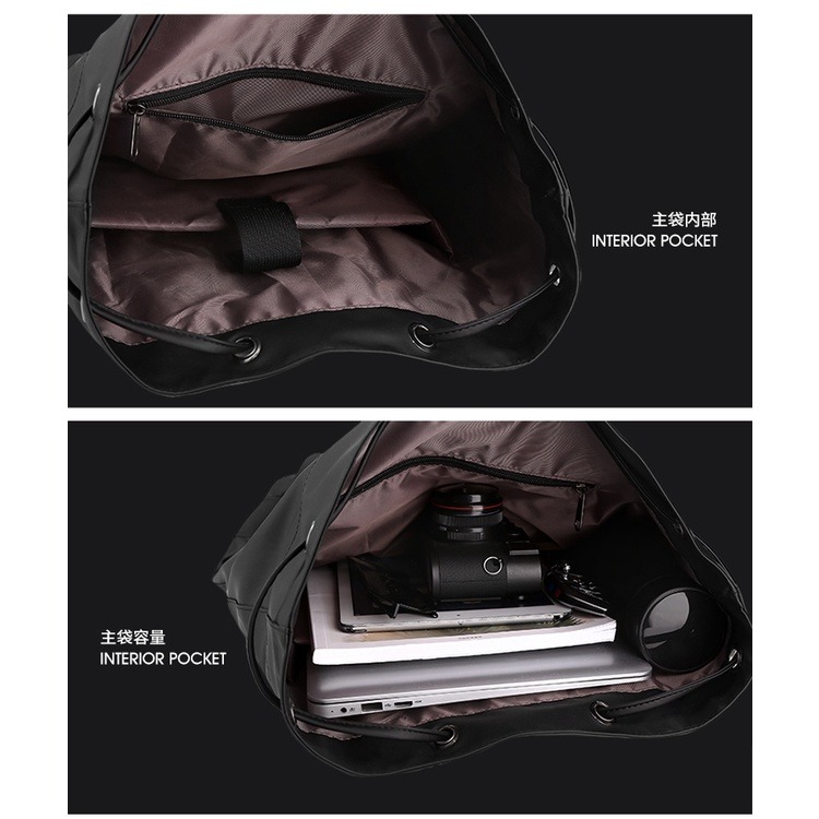 防水尼龍布戶外運動 抽繩水桶包 籃球包 時尚潮流休閒素色 後背包 休閒後背包 商務出行 電腦包-細節圖9