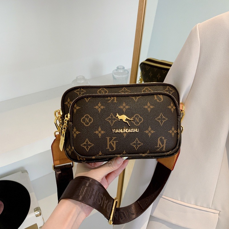 時尚百搭網紅爆款 相機包 氣質女神 三層大容量 胸包 洋氣質感 舒適寬肩帶 肩背包 側背包 斜背包 小方包-細節圖2