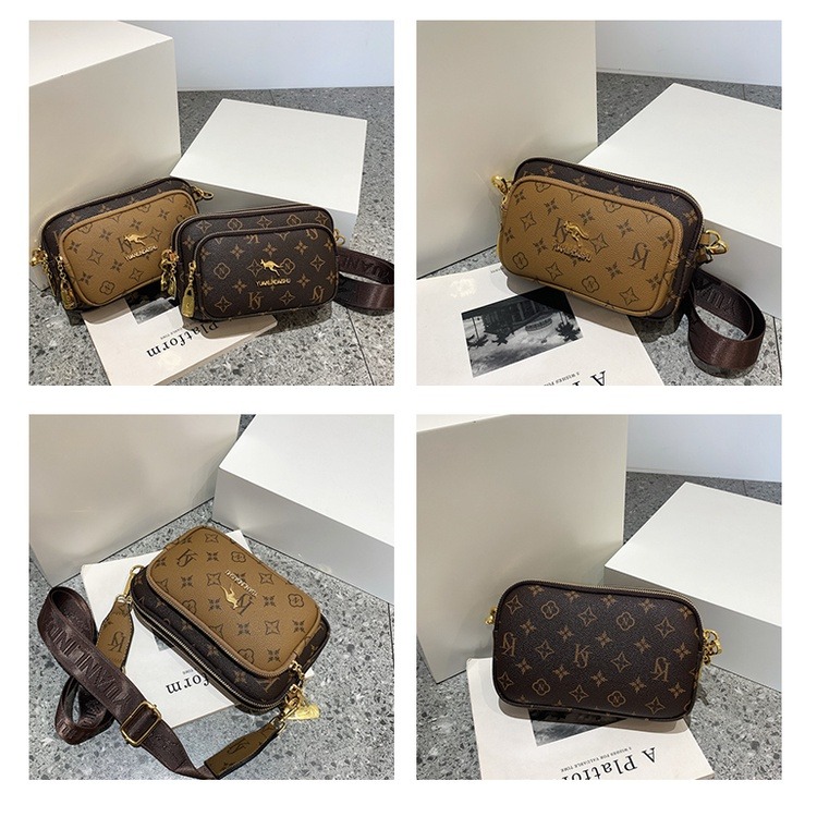 時尚百搭網紅爆款 相機包 氣質女神 三層大容量 胸包 洋氣質感 舒適寬肩帶 肩背包 側背包 斜背包 小方包-細節圖6