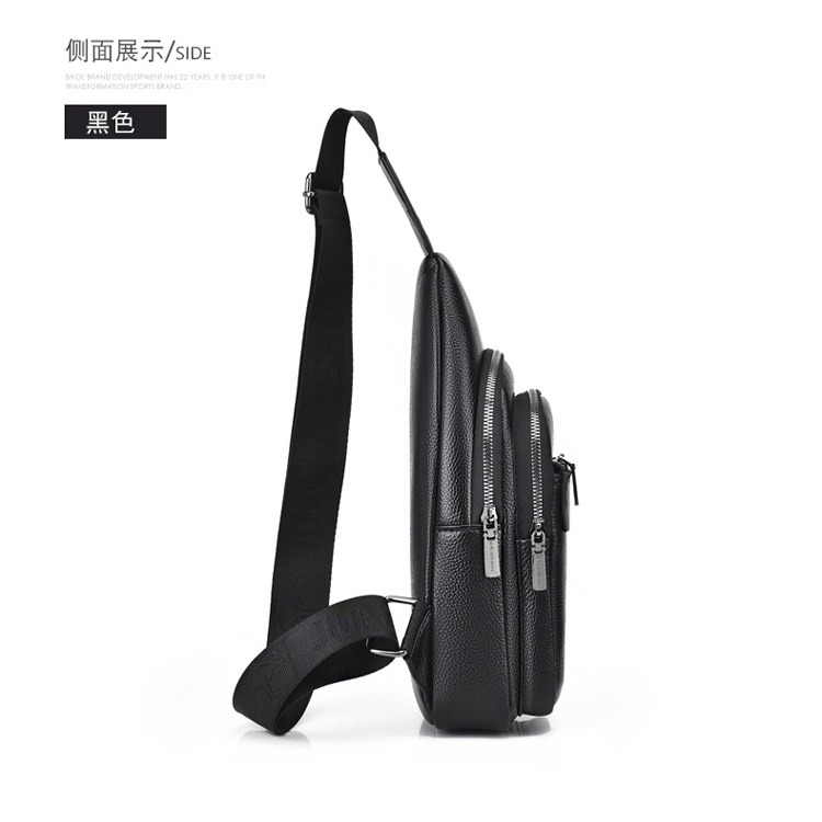 多功能男士 胸包 歐美潮流PU軟皮 側背包 時尚炫酷 防潑水 男士戶外運動背包 斜背包-細節圖6