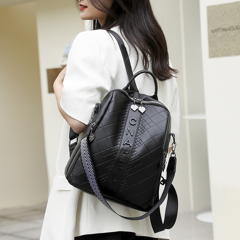 韓版ins大容量 後背包 休閒百搭 女生旅行包 經典PU軟皮 休閒後背包 大容量 防盜背包-細節圖3