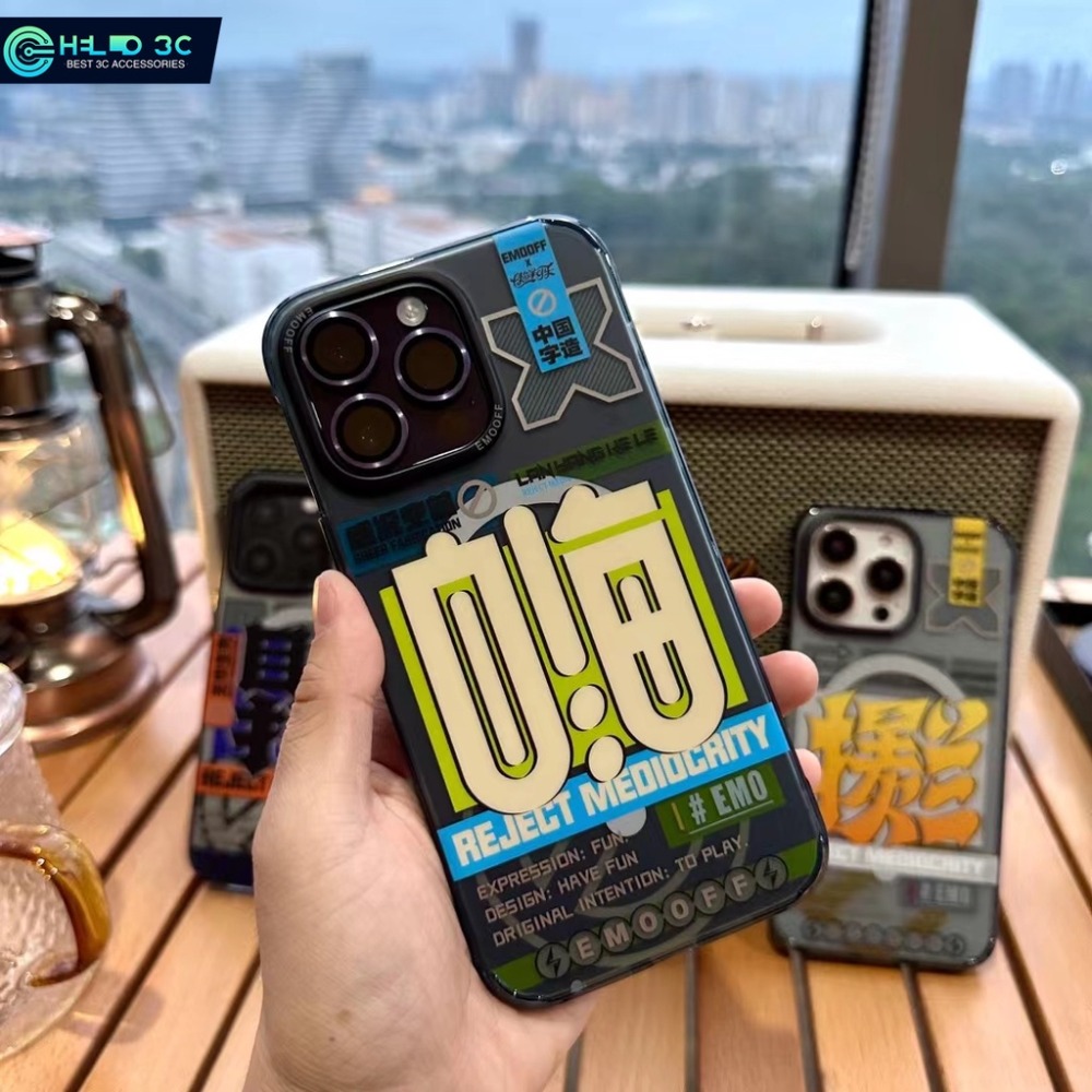 EMOOFF瘋狂造字磁吸手機殼適用 iphone 14 手機殼 磨砂防摔防指紋iphone 14 pro max手機殼-細節圖2