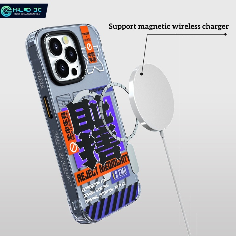 EMOOFF瘋狂造字磁吸手機殼適用 iphone 14 手機殼 磨砂防摔防指紋iphone 14 pro max手機殼-細節圖4