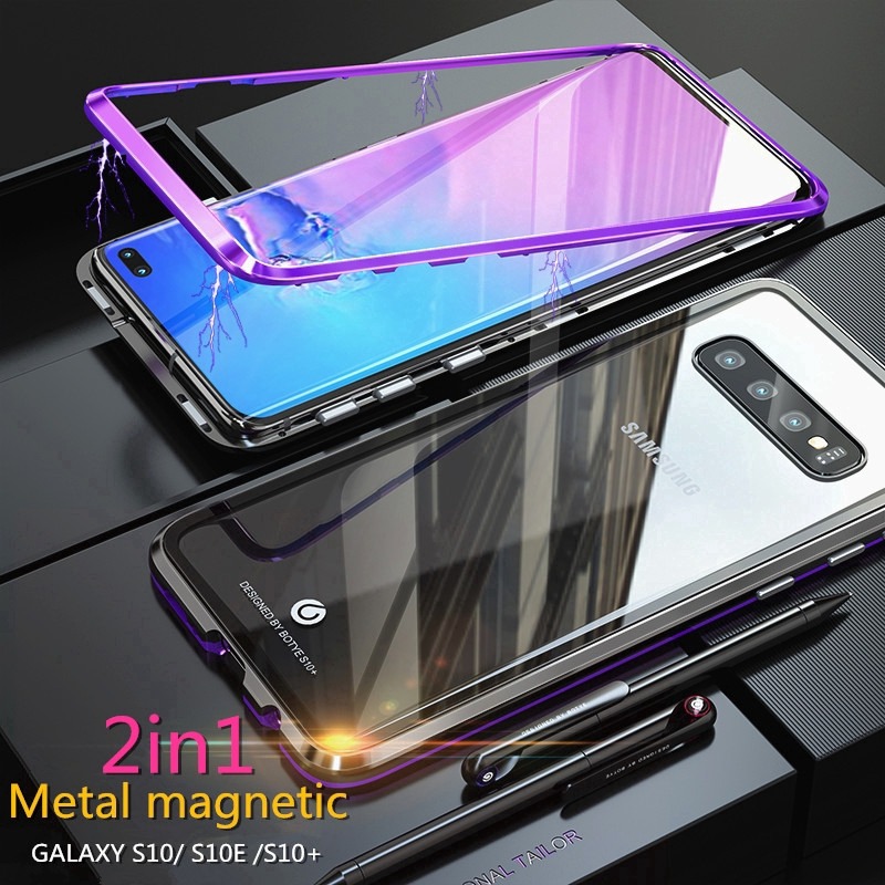 萬磁王二代 三星 S10 / Plus / S10E 手機殼 金屬邊框 鋼化玻璃背板 潮流磁吸殼 全包防摔保護殼-細節圖6