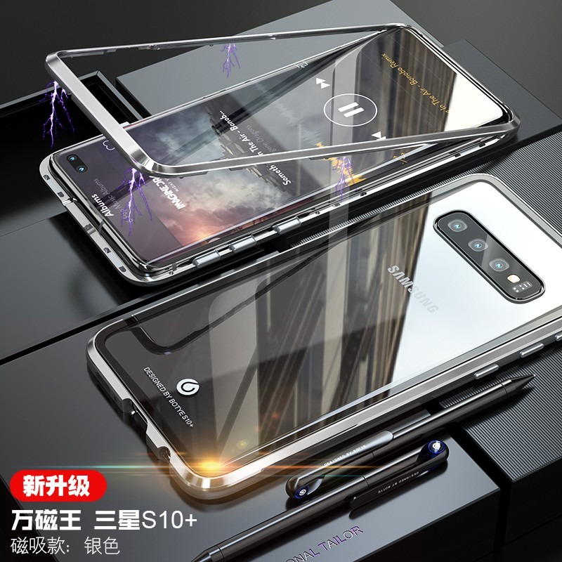 萬磁王二代 三星 S10 / Plus / S10E 手機殼 金屬邊框 鋼化玻璃背板 潮流磁吸殼 全包防摔保護殼-細節圖7