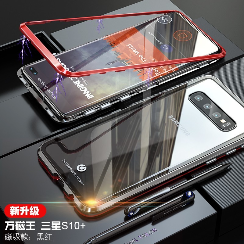 萬磁王二代 三星 S10 / Plus / S10E 手機殼 金屬邊框 鋼化玻璃背板 潮流磁吸殼 全包防摔保護殼-細節圖8