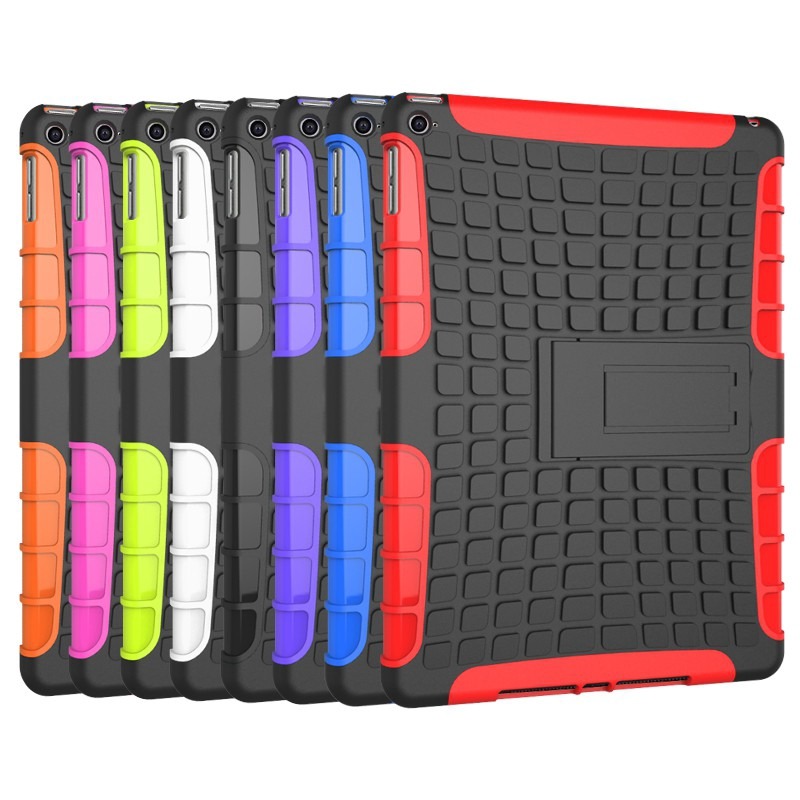 輪胎紋支架 蘋果 iPad 6 / Air 2 手機殼 全包保護套 PC+TPU 矽膠套 防摔保護殼 平板套-細節圖9