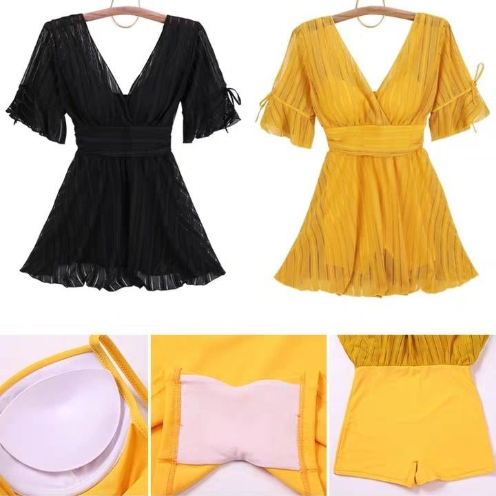 胖MM新款網紅泳衣女連身遮肚顯瘦保守大尺碼鋼圈集中爆乳韓國溫泉游泳裝-細節圖6