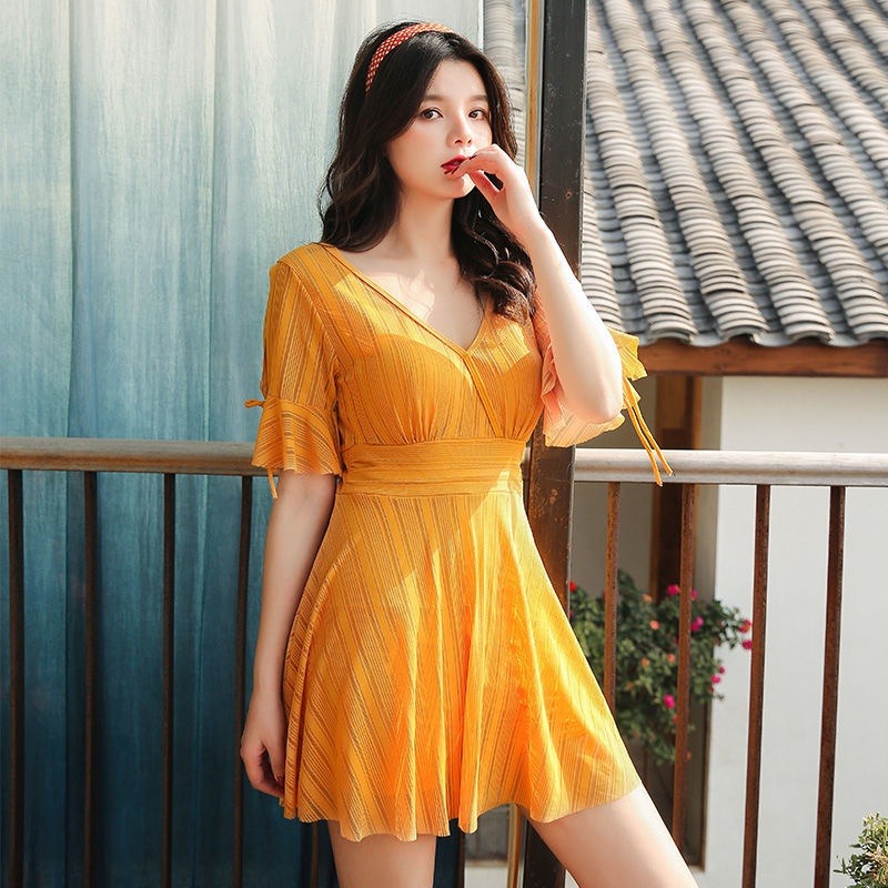 胖MM新款網紅泳衣女連身遮肚顯瘦保守大尺碼鋼圈集中爆乳韓國溫泉游泳裝-細節圖11