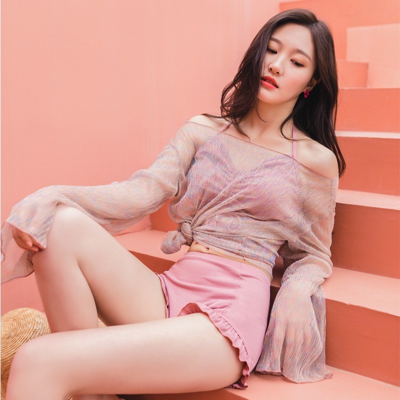 溫泉泳衣女款2022新款韓國ins風比基尼性感保守三件式批發泳衣-細節圖5
