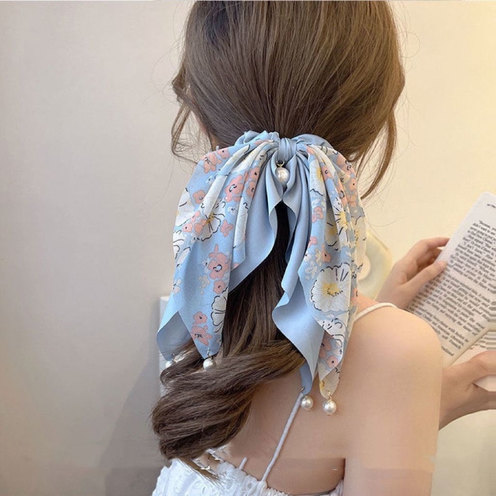 夏天清新蝴蝶結髮圈髮帶女綁發優雅扎馬尾飄帶高級感發圈2023新款-細節圖2