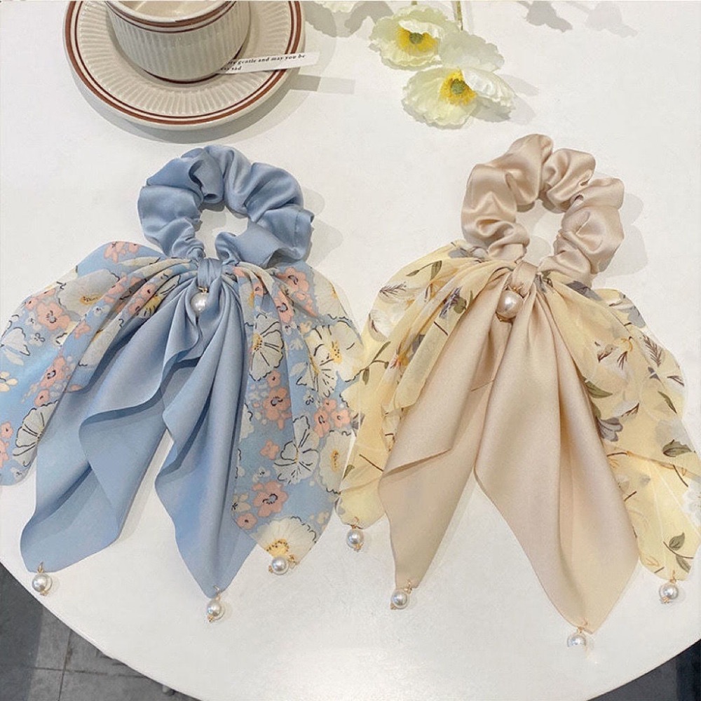 夏天清新蝴蝶結髮圈髮帶女綁發優雅扎馬尾飄帶高級感發圈2023新款-細節圖6