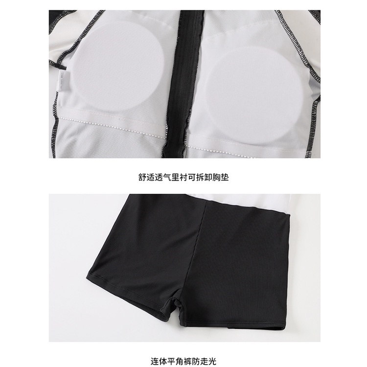 黑白搭（m-5XL）少女泳衣 100kg大尺碼泳裝 一件式泳衣 韓國ins保守遮肚休閒泡溫泉泳衣-細節圖7