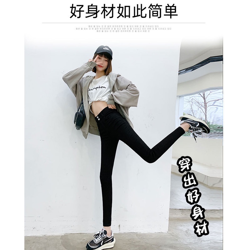 全新升級『S-5XL』雅羊人 刷毛小黑褲 外穿 高腰 顯腿長 窄管褲 緊身魔術褲 秋冬季 加厚刷毛 鉛筆小黑褲 女長褲-細節圖7