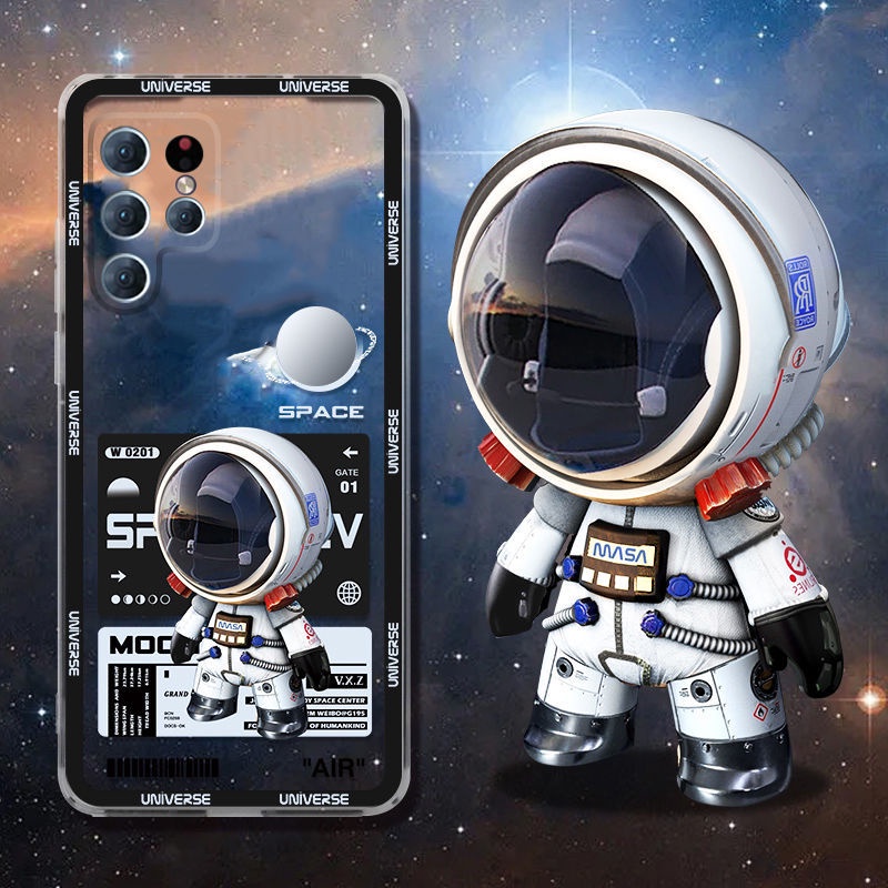 潮牌太空人三星s22ultra透明手機殼保護套鏡頭全包Galaxy 男女軟薄防摔殼-細節圖2