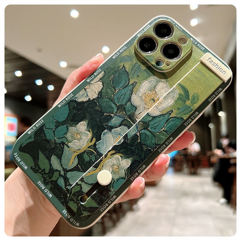 腕帶復古油畫花iPhone11蘋果13手機殼12promax全包xs/xr支架78p女-細節圖8