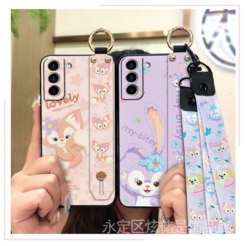 三星S22 S22+手機殼高檔軟殼GalaxyS22抖音同款款掛繩ins創意個性腕帶卡通新星黛手機殼-細節圖6