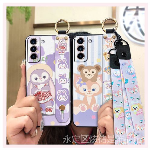 三星S22 S22+手機殼高檔軟殼GalaxyS22抖音同款款掛繩ins創意個性腕帶卡通新星黛手機殼-細節圖8