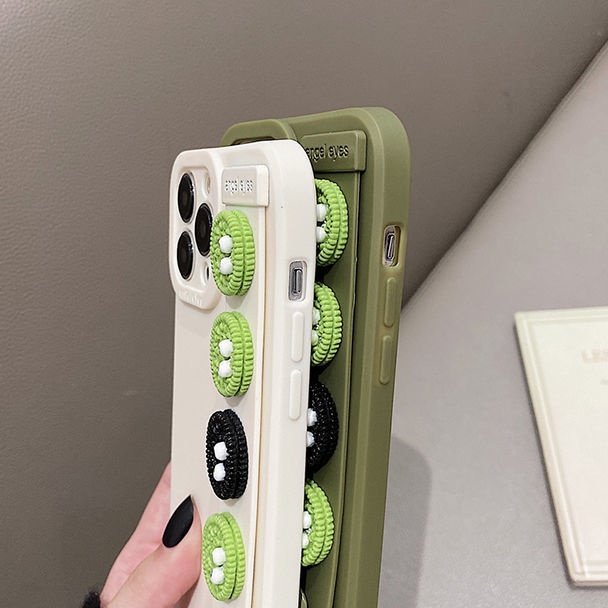 墨綠色立體餅乾腕帶iPhone13蘋果11手機殼12promax全包xs軟xr女8p-細節圖8