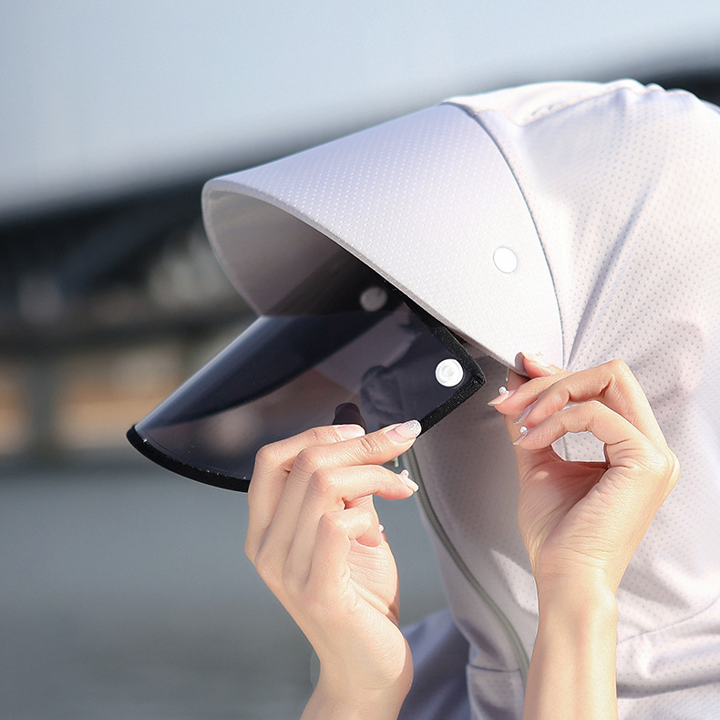 冰絲防曬帽子 夏季女遮陽帽 遮臉口罩一件式帽 騎車防紫外線太陽帽-細節圖6
