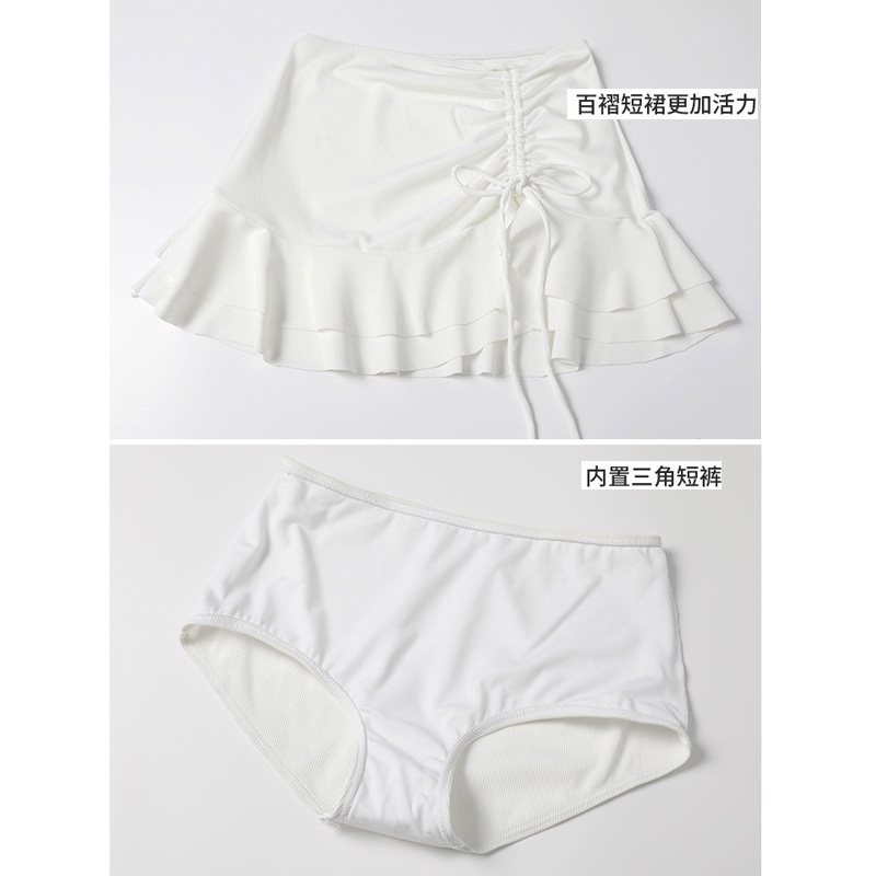 海邊度假 超A甜美情侶泳衣 性感露肚比基尼分體泳衣三件式 小清新男生印花沙灘褲-細節圖8