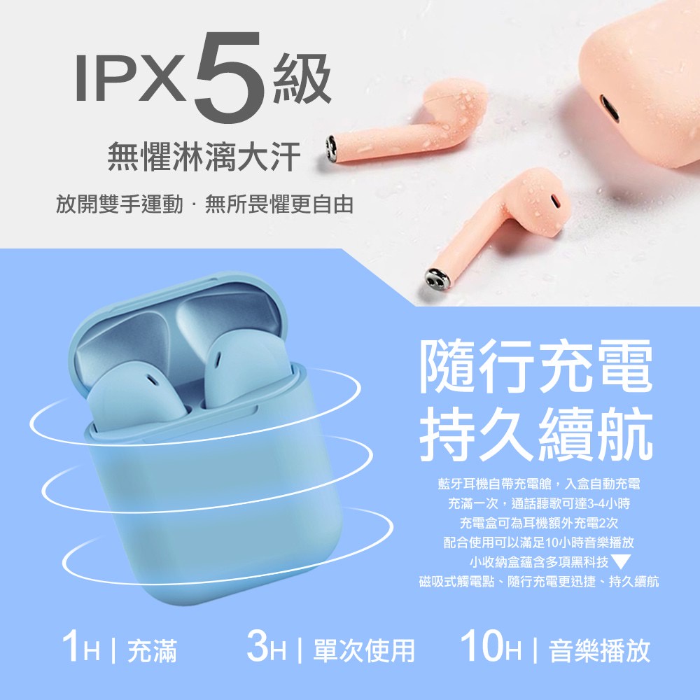 【現貨】inPods12 藍牙耳機 無線藍芽耳機 觸控控制 雙耳通話 真無線耳機 自動配對 彈窗升級 蘋果安卓適用-細節圖2