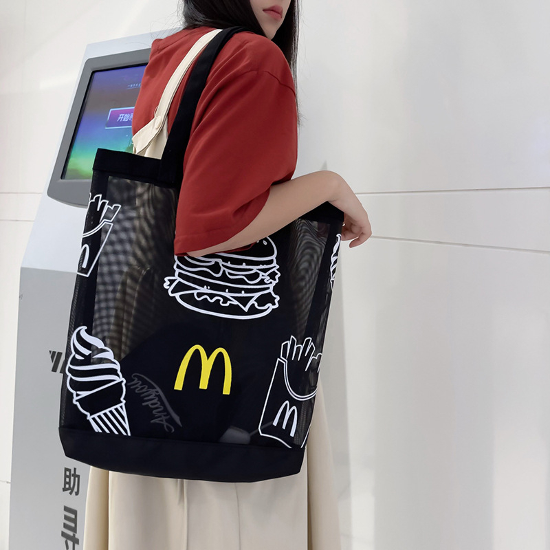 【拾趣】麥當勞McDonalds網紗帆布袋 小型托特包摺疊輕便環保購物袋手提托特包-細節圖2