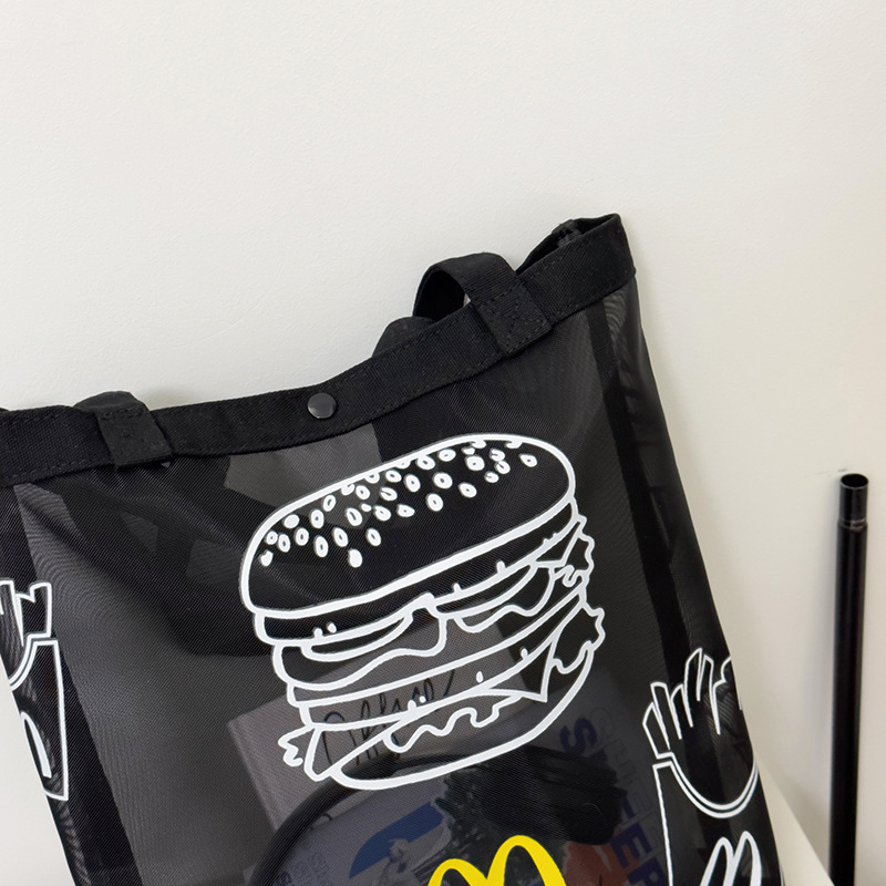 【拾趣】麥當勞McDonalds網紗帆布袋 小型托特包摺疊輕便環保購物袋手提托特包-細節圖3