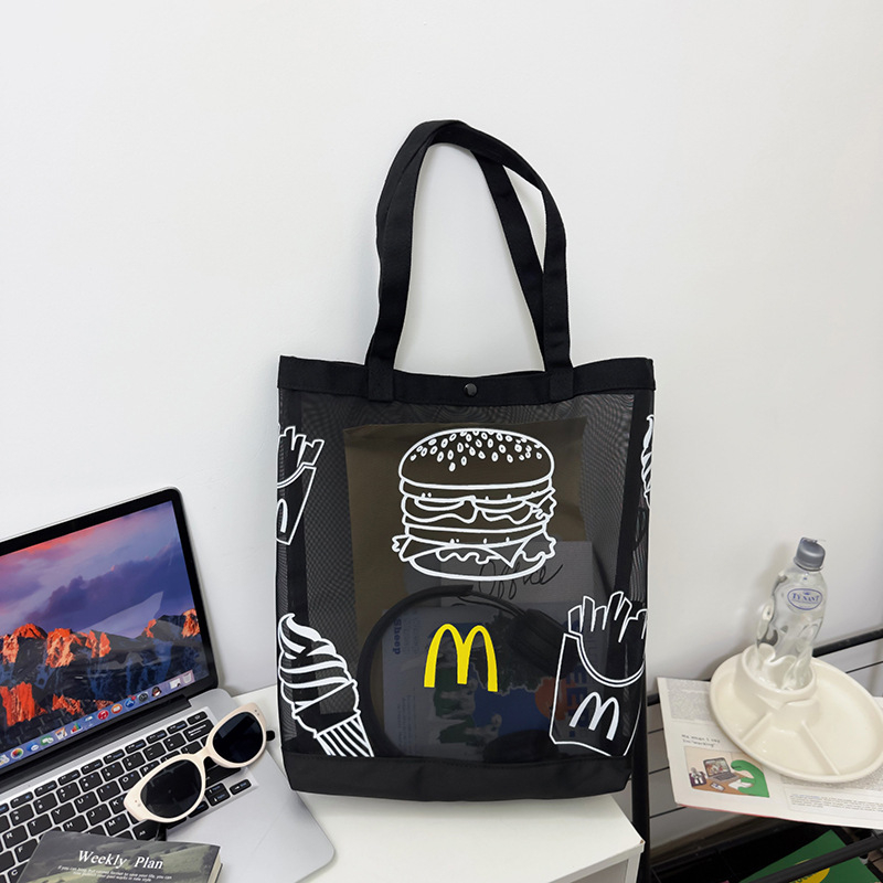 【拾趣】麥當勞McDonalds網紗帆布袋 小型托特包摺疊輕便環保購物袋手提托特包-細節圖5