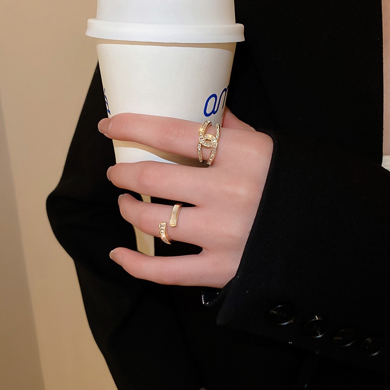 【拾趣】骨節白 戒指 指環女 小眾設計 輕奢 新款潮開口食指不掉色 時尚手飾-細節圖2