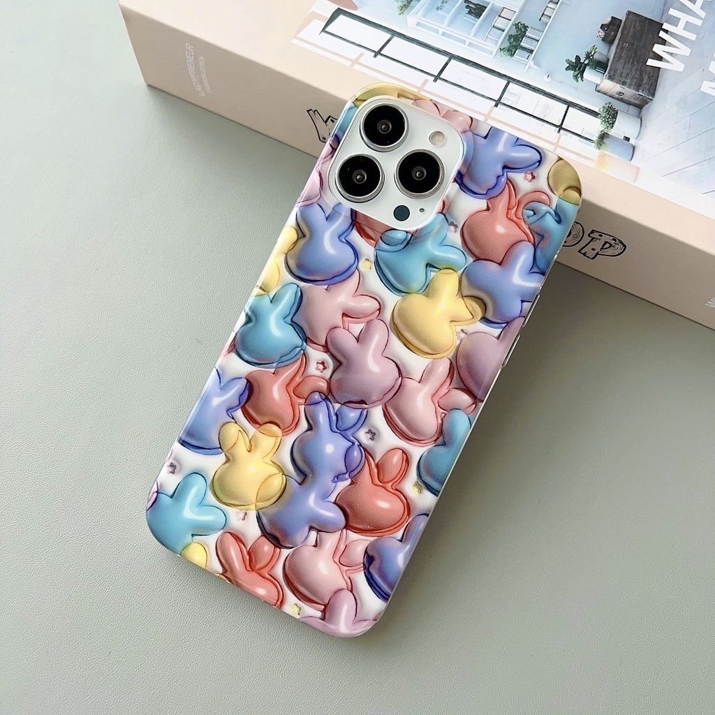 【拾趣】可愛個性彩色兔子iphone 12 pro 手機殼 蘋果14 max 13 12 11 Plus-細節圖3