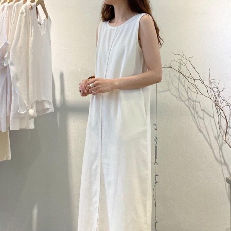 牛奶少女[氣質出眾]韓國chic夏季新款小眾復古明線露背設計寬鬆長款背心牛仔洋裝洋裝女-細節圖2
