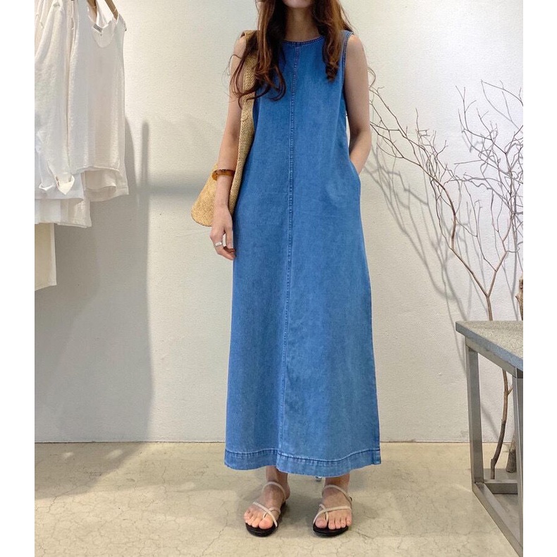 牛奶少女[氣質出眾]韓國chic夏季新款小眾復古明線露背設計寬鬆長款背心牛仔洋裝洋裝女-細節圖9