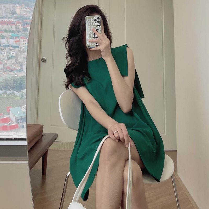 牛奶少女[任2件摺30]韓國chic夏季新款洋裝洋裝女裝法式氣質寬鬆小眾無袖減齡A字短裙子-細節圖3