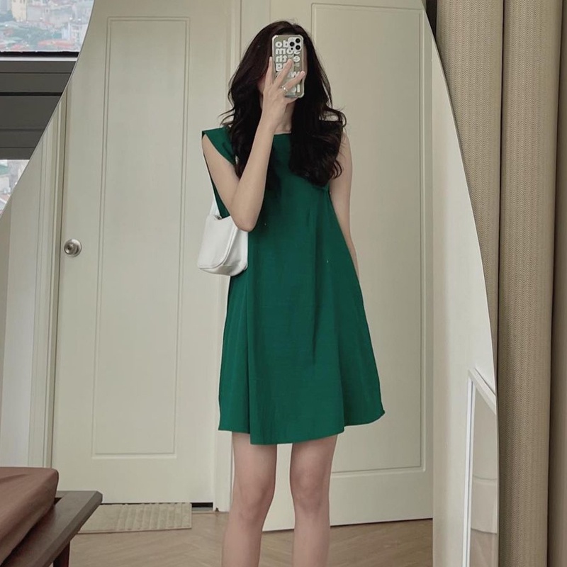 牛奶少女[任2件摺30]韓國chic夏季新款洋裝洋裝女裝法式氣質寬鬆小眾無袖減齡A字短裙子-細節圖4