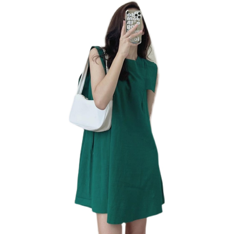 牛奶少女[任2件摺30]韓國chic夏季新款洋裝洋裝女裝法式氣質寬鬆小眾無袖減齡A字短裙子-細節圖5