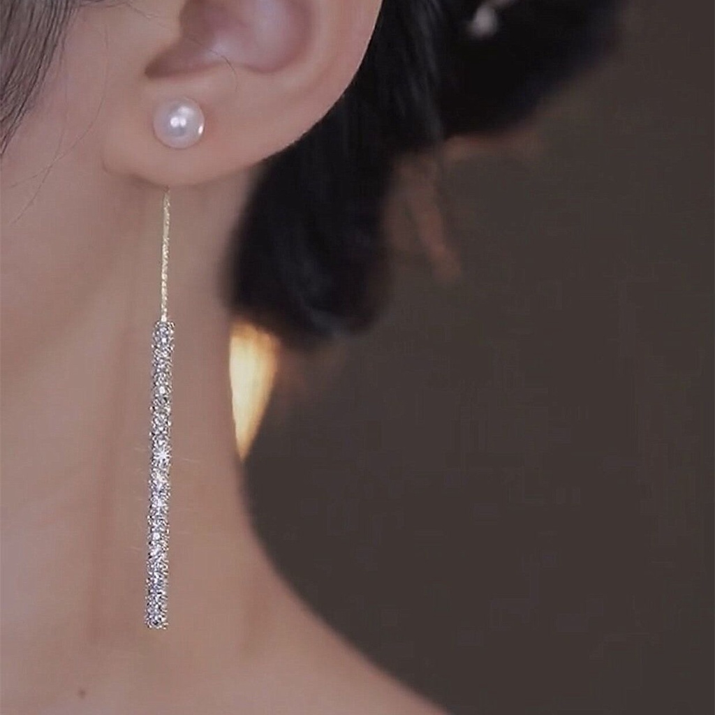 流蘇耳環女 高級感 滿鑽輕奢顯臉瘦精緻珍珠耳環銀針設計感簡約耳飾-細節圖6