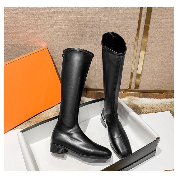 35-44碼高筒靴 彈力顯瘦不過膝騎士靴 胖mm粗腿大筒圍女靴子 不掉筒膝下靴大尺碼-細節圖9