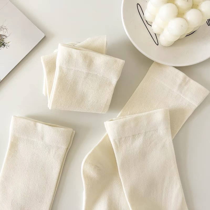 mistletoe 純棉奶白色中筒襪 長襪 堆堆襪 秋冬長襪 月子襪x-細節圖8