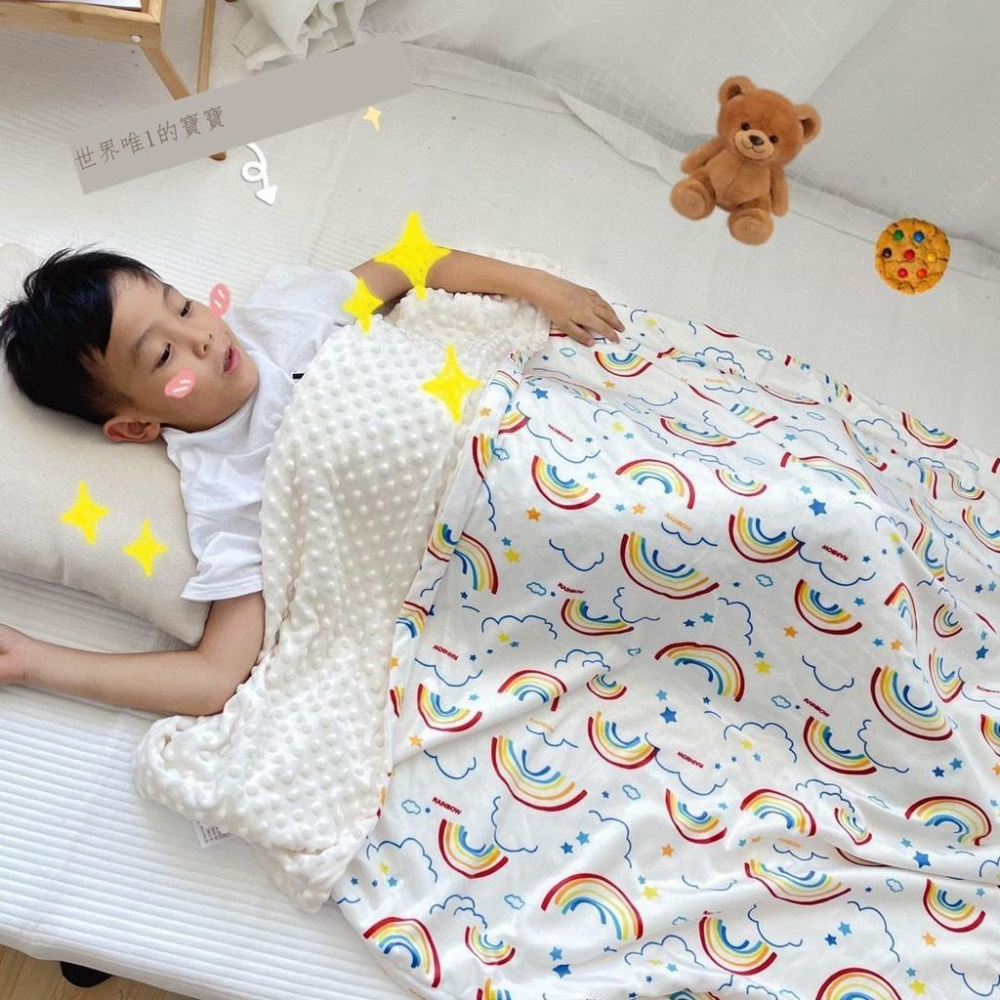 兒童荳荳毯🌈 空調被 午睡毯 蓋毯 幼兒園午睡毯  安撫毯 珍珠顆粒毯 嬰兒被  珊瑚絨-細節圖5