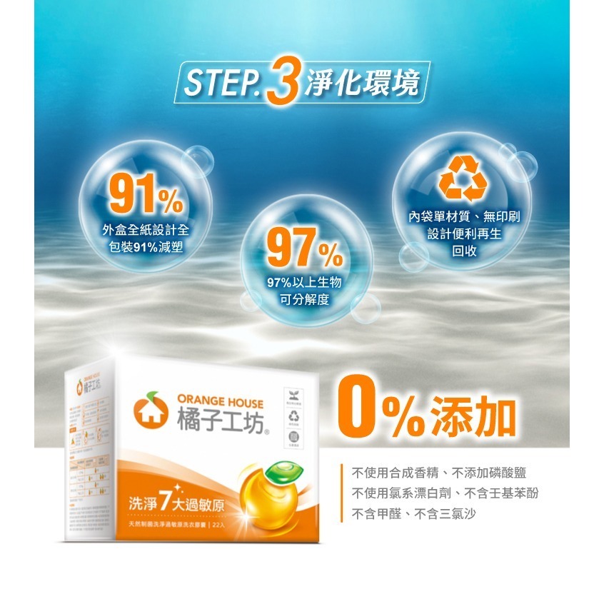 橘子工坊天然制菌洗淨過敏原洗衣膠囊22顆/盒-細節圖6