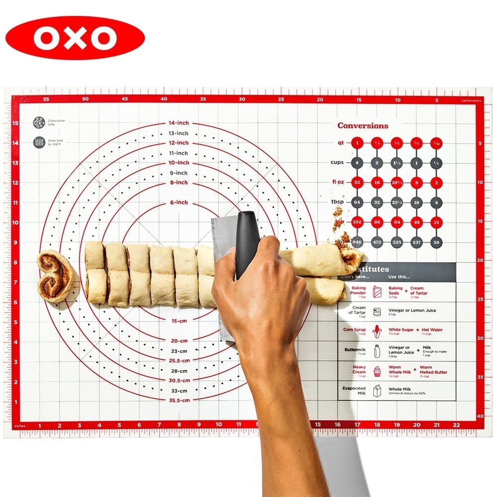 OXO 矽膠不沾烘焙墊 烘焙用具 烘焙料理墊 料理墊 烘焙專用墊 食材測量墊 刻度對應 方便參照 烘焙測量-細節圖5