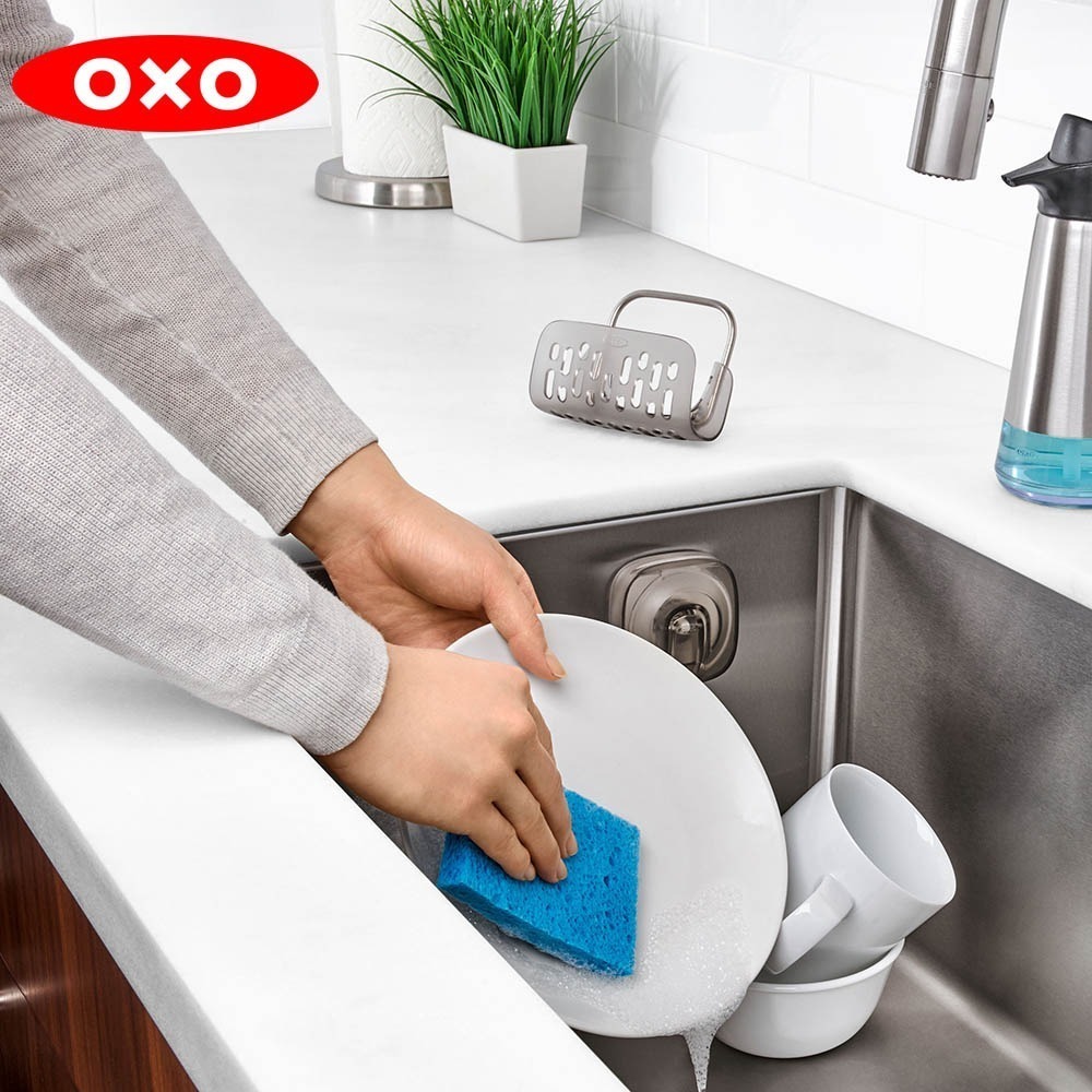 OXO 吸盤海綿架 廚房收納 菜瓜布收納 菜瓜布架 菜瓜布放置 廚房置物-細節圖8