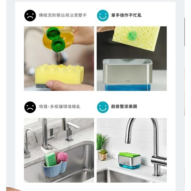 OXO 按壓式海綿給皂機 洗碗精給皂機 洗碗給皂機 清潔劑給皂機 耐熱80度 自動給皂機-細節圖4